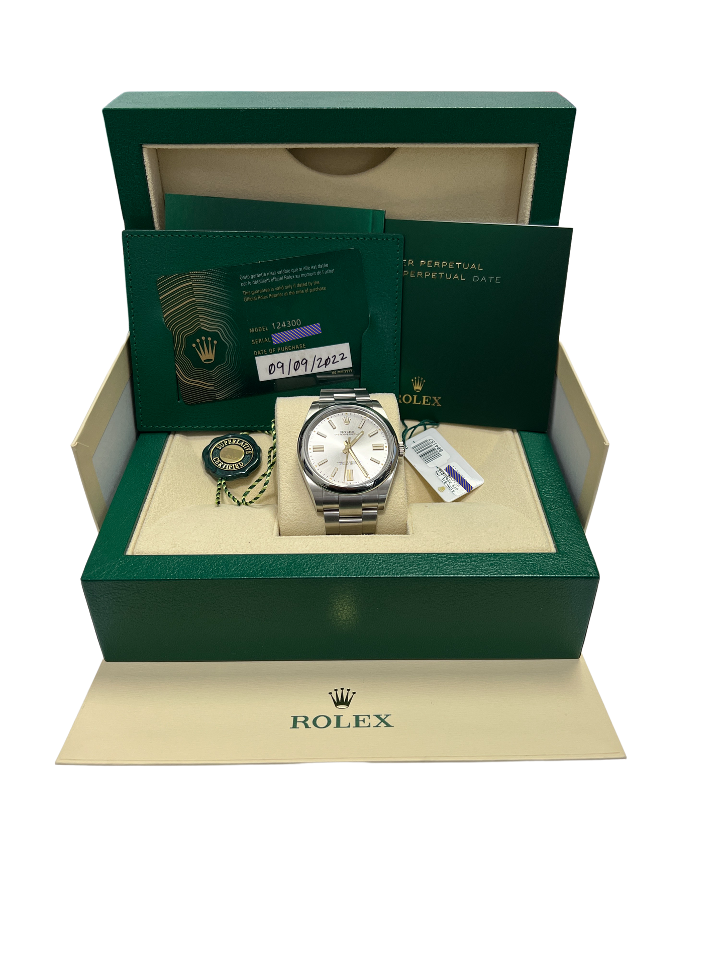 NEW SEPTEMBER 2022 Rolex Oyster Perpetual 41mm SILVER GOLD Oyster Watch 124300