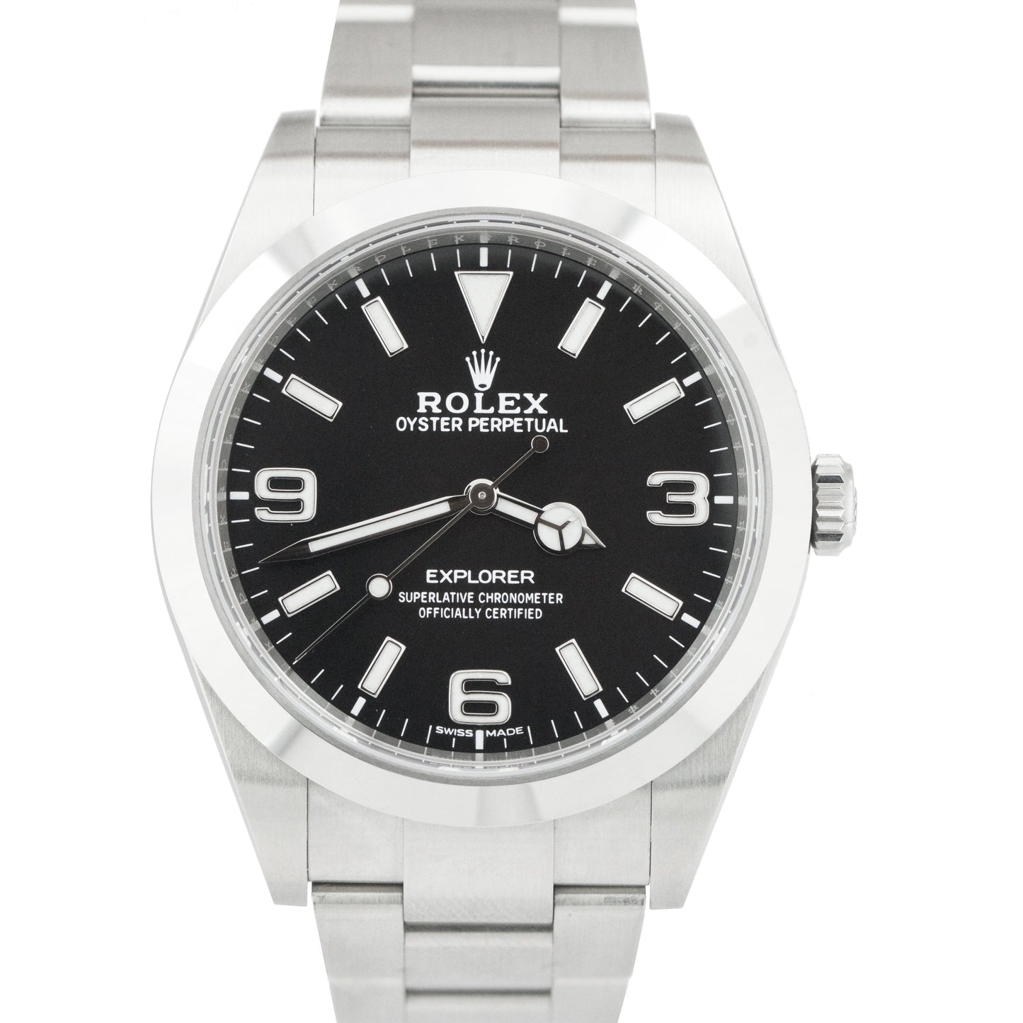 Rolex Explorer I Black 369 FULL LUME MK2 Stainless Steel 39mm 214270 Watch