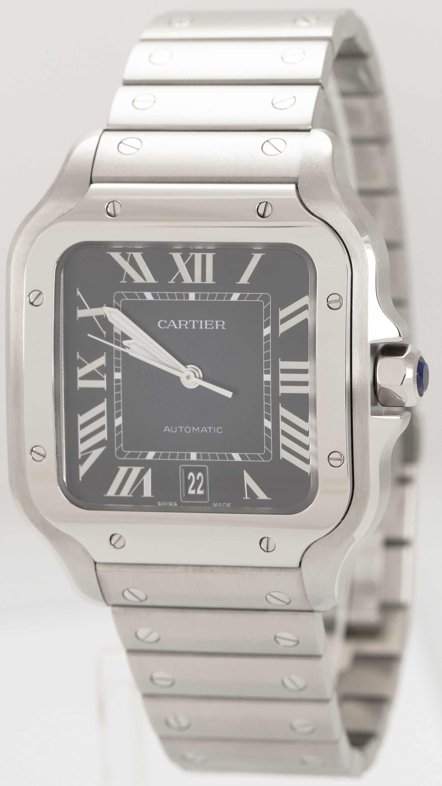 Cartier Santos 40mm Automatic Stainless Steel Blue Roman Watch WSSA0030 CARD
