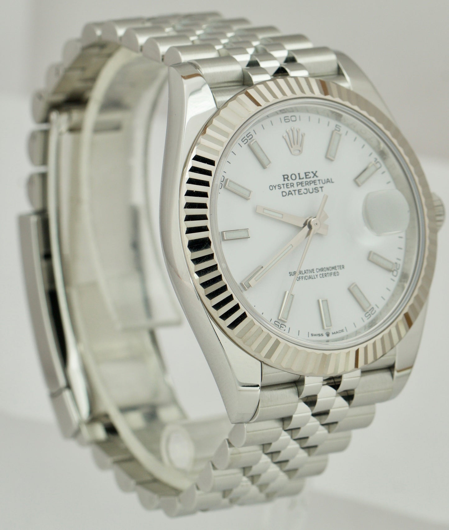 2022 Rolex DateJust 41 126334 White Stainless Fluted Jubilee 41mm Watch BOX CARD