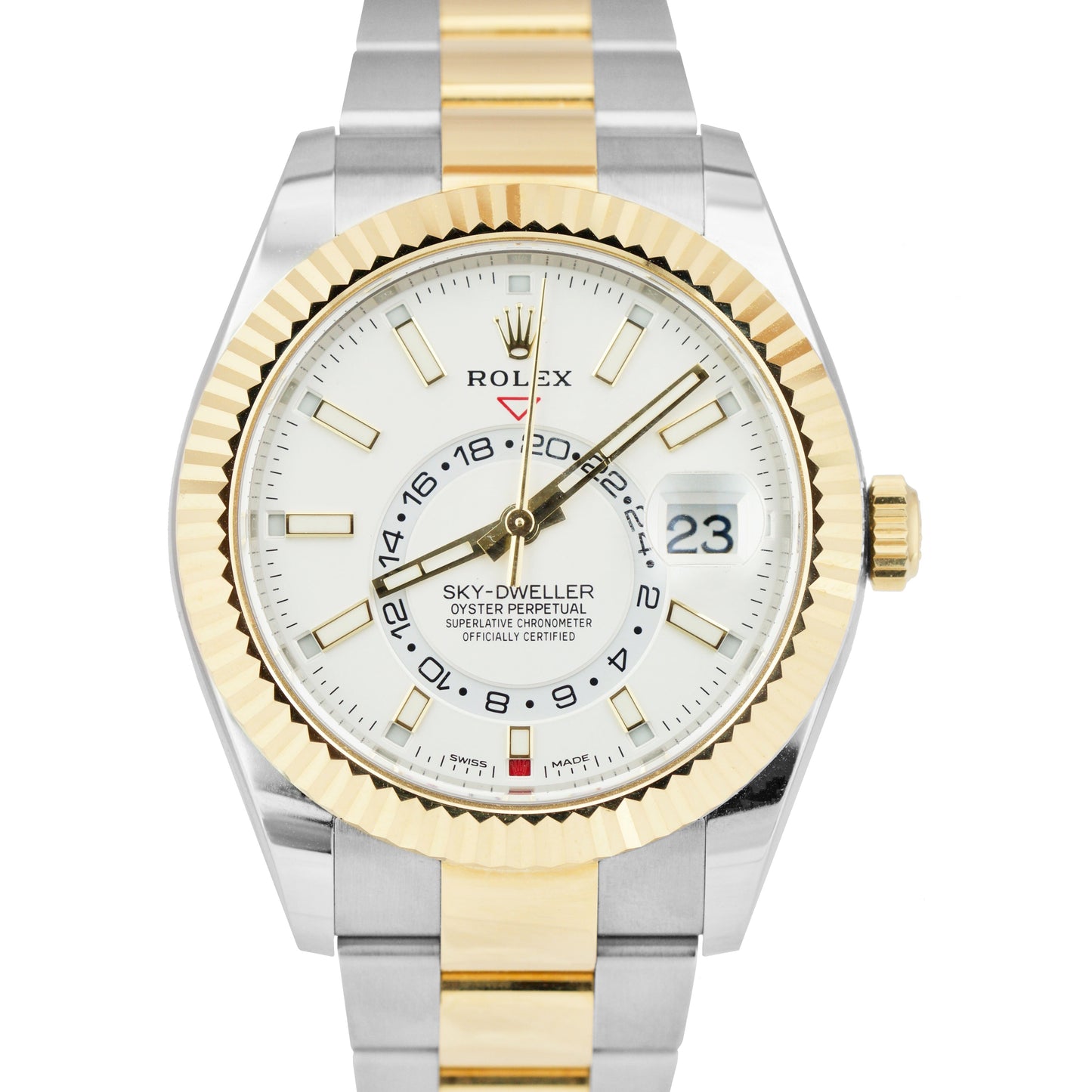 2021 Rolex Sky-Dweller Two-Tone Gold Stainless White 42mm Oyster Watch 326933