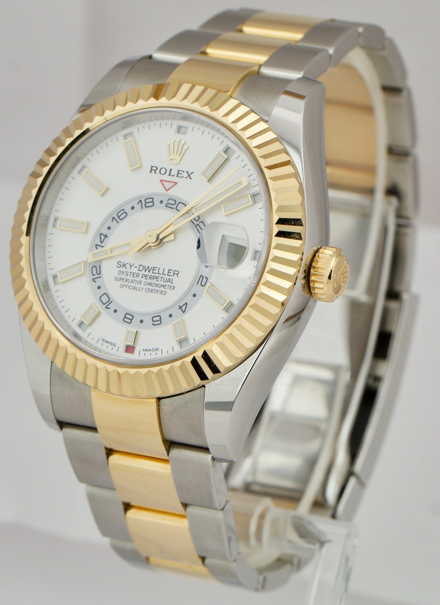 2021 Rolex Sky-Dweller Two-Tone Gold Stainless White 42mm Oyster Watch 326933