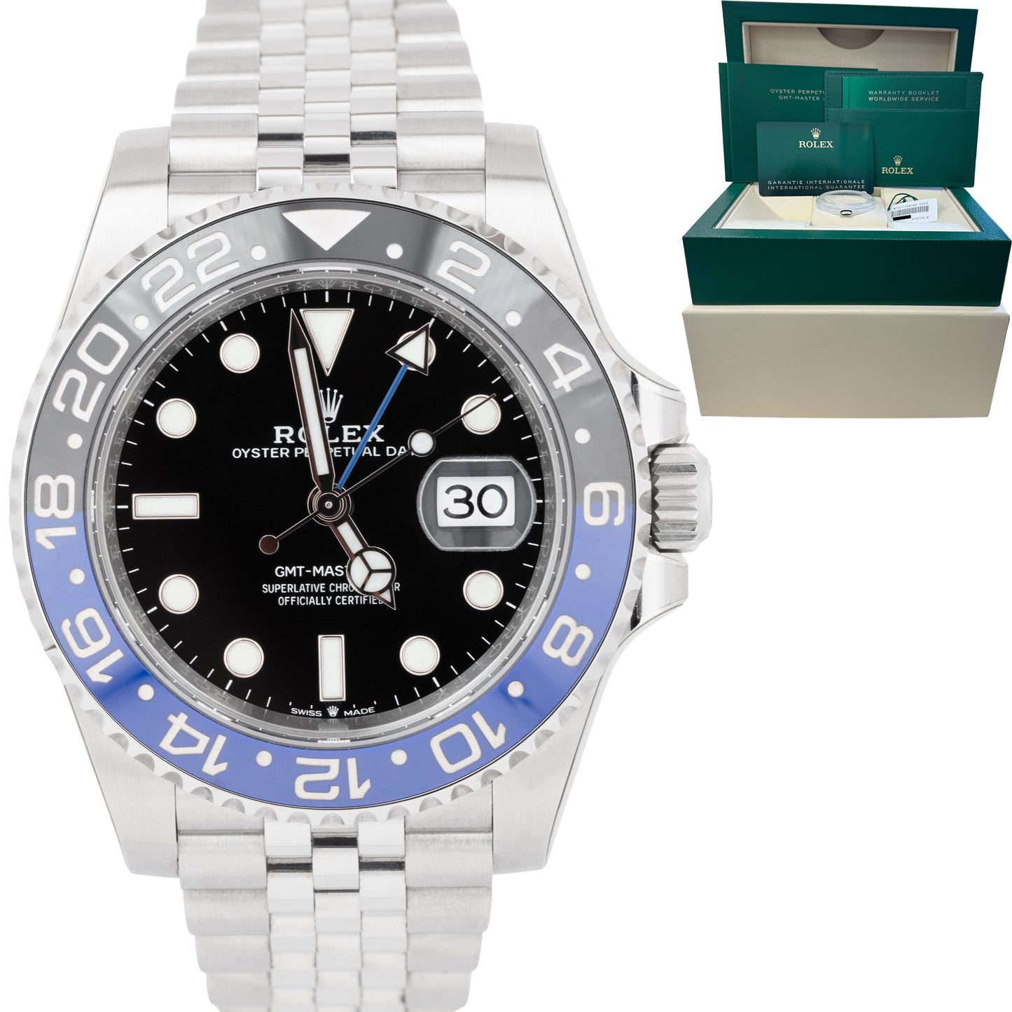 NEW STICKERED 2022 Rolex GMT-Master II BATMAN Blue Black 126710 BLNR 40mm Watch