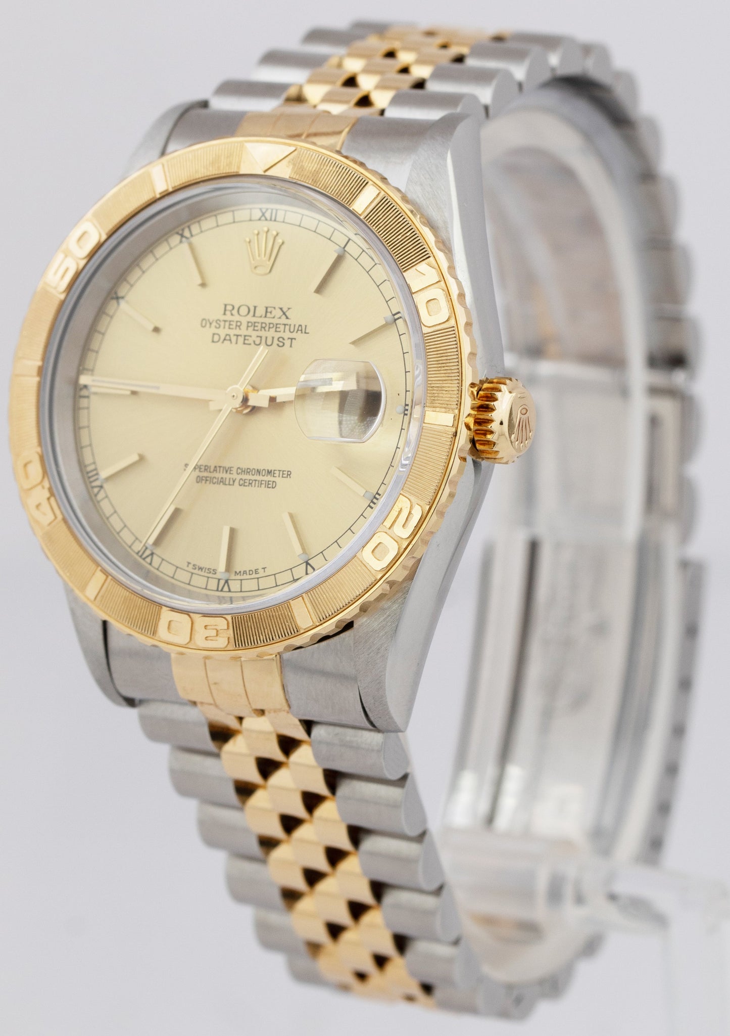 Rolex DateJust 16263 Turn-O-Graph 36mm Champagne Thunderbird Two-Tone Gold Watch