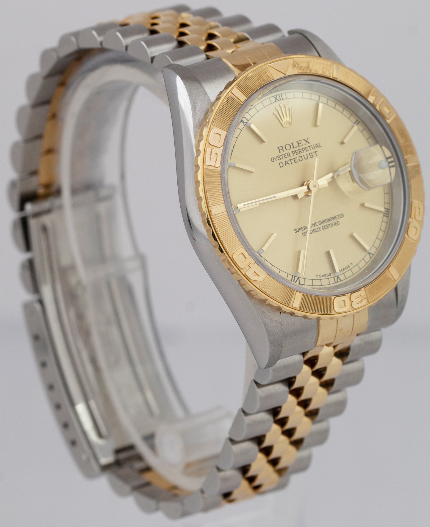 Rolex DateJust 16263 Turn-O-Graph 36mm Champagne Thunderbird Two-Tone Gold Watch