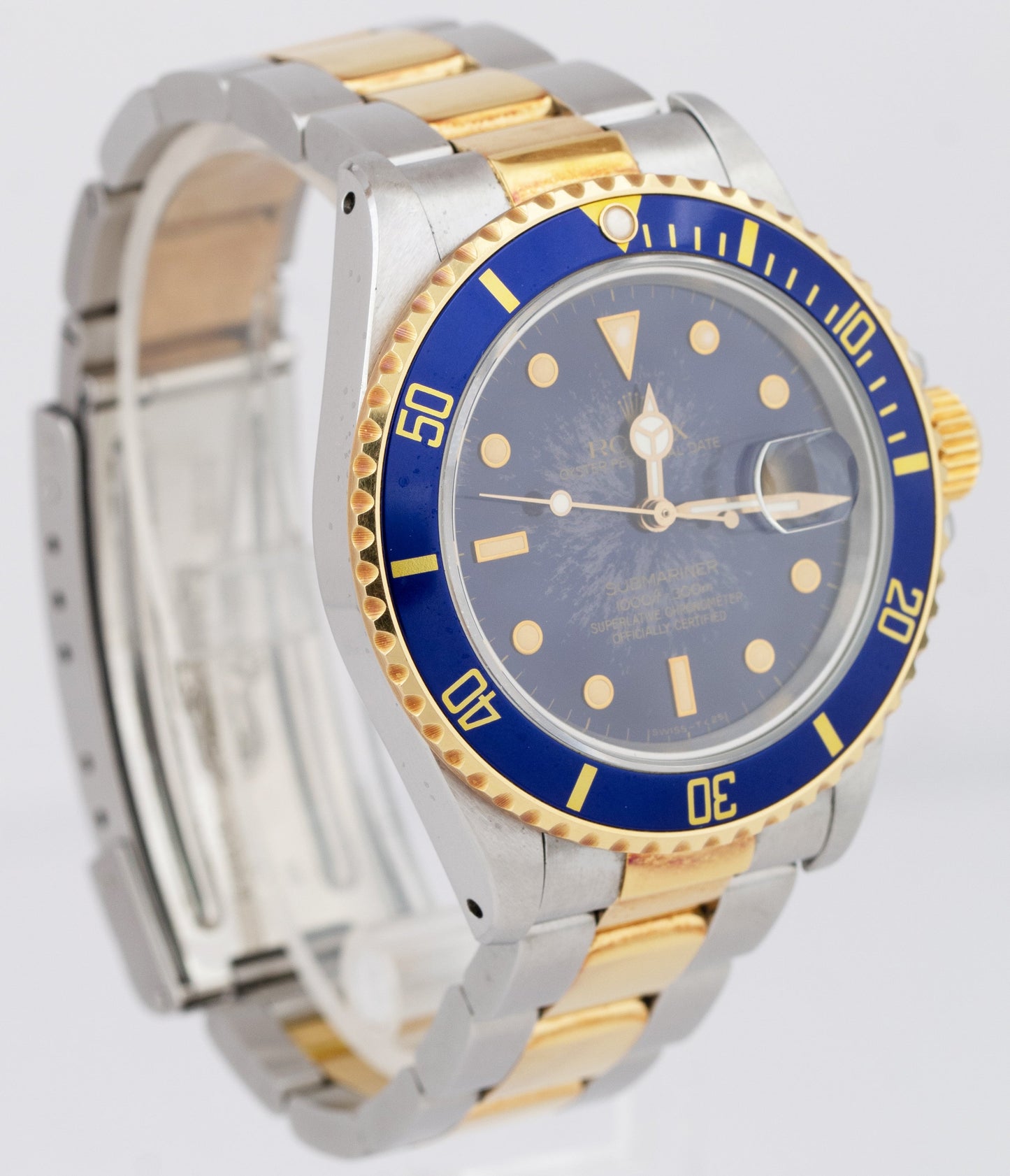 UNPOLISHED 1987 PAPERS Rolex Submariner Date Two-Tone Blue 40mm 16803 Watch B+P