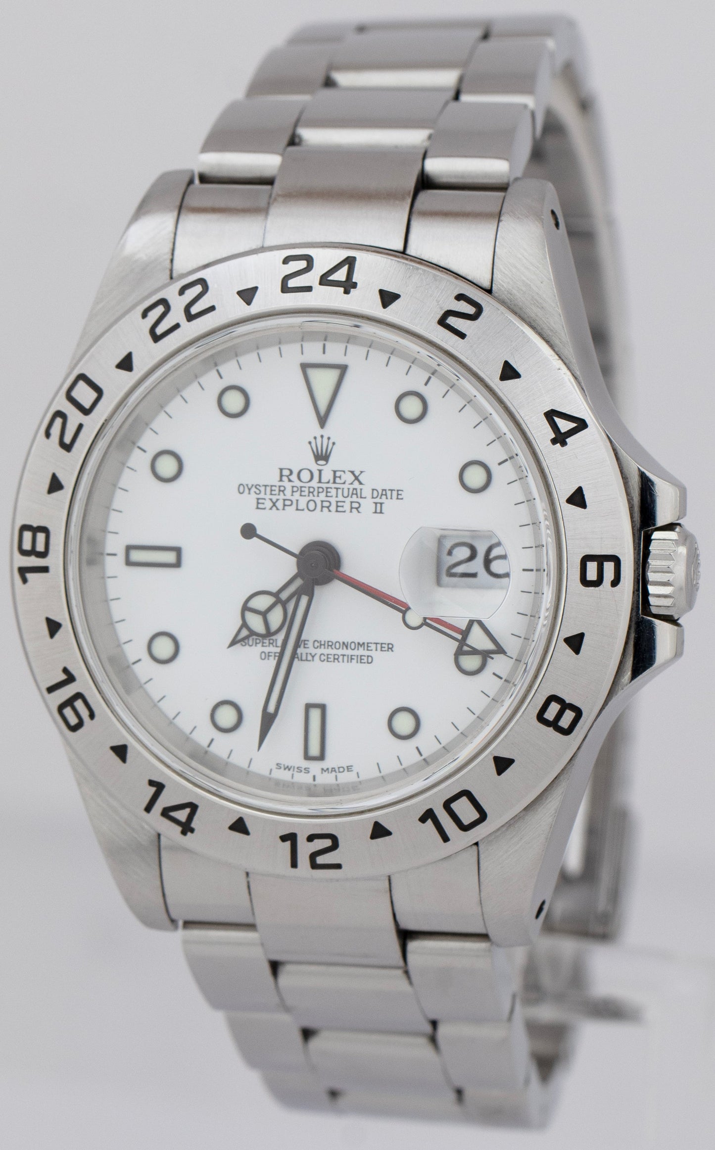 2000 Rolex Explorer II Polar White Stainless Automatic GMT 40mm Watch 16570 B+P