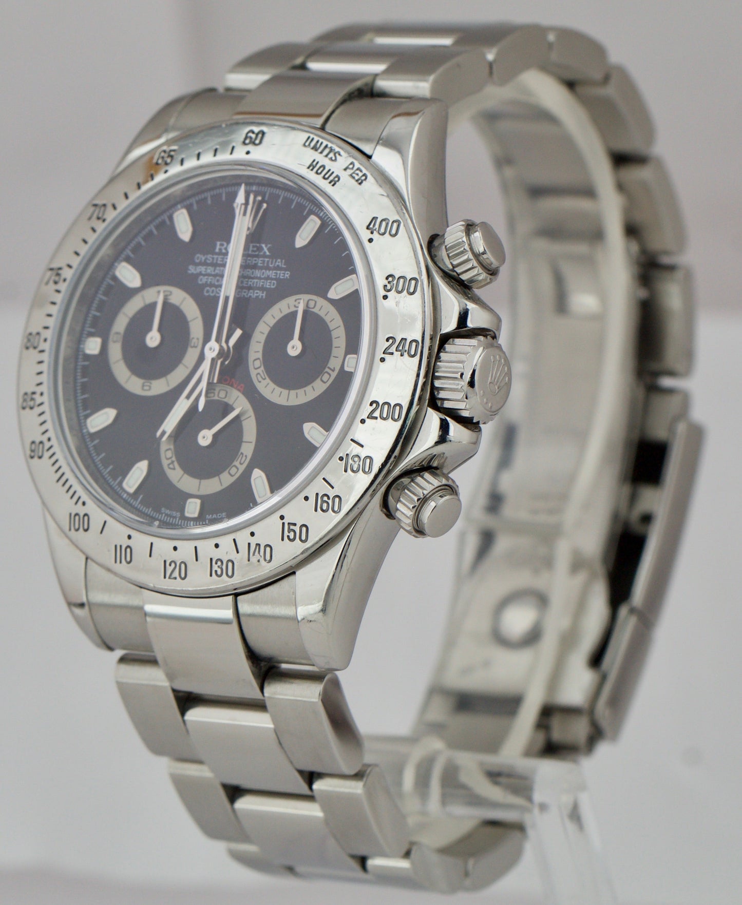 Men's Rolex Daytona Cosmograph Black REHAUT Stainless Steel 40mm Watch 116520