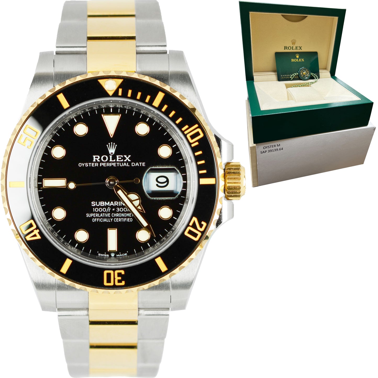 2022 Rolex Submariner Date 41mm Ceramic Two-Tone Gold Black Watch 126613 LN B+P