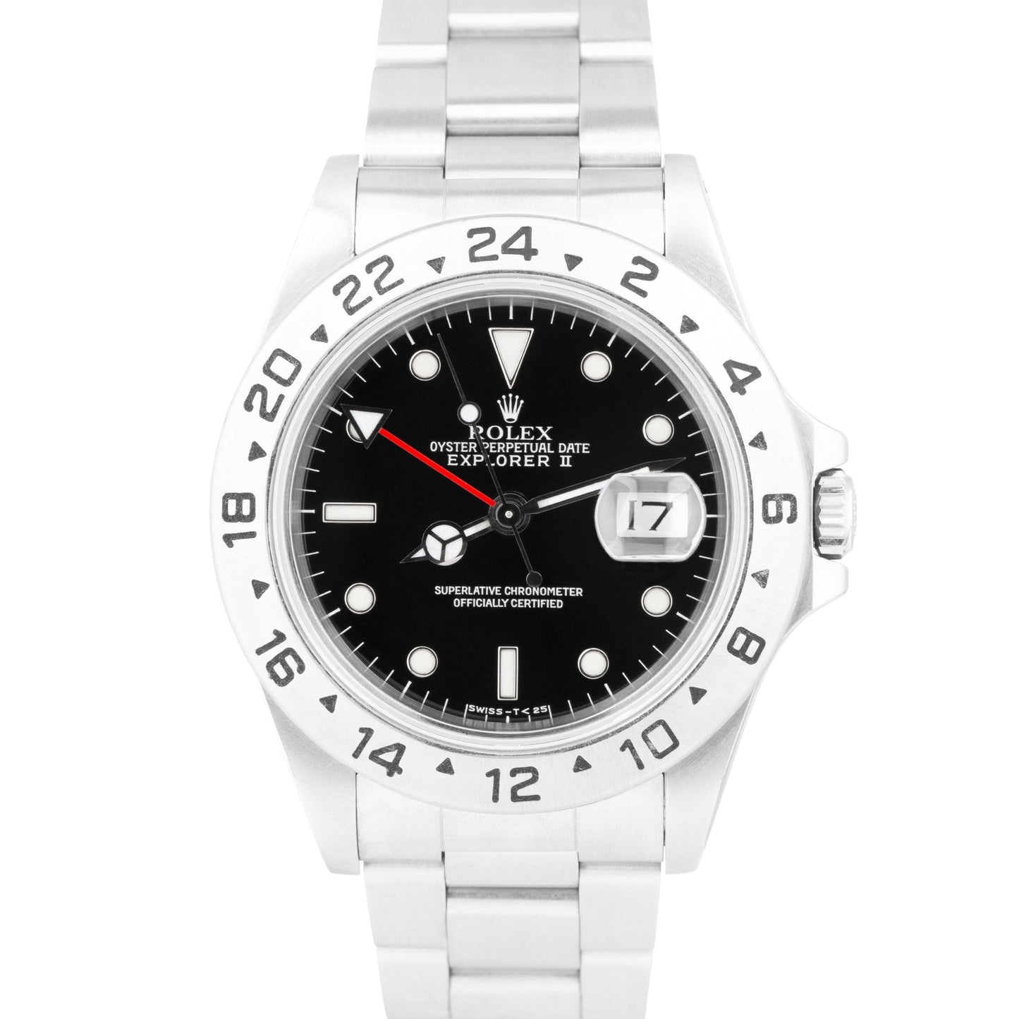 Rolex Explorer II Stainless Steel Black 40mm GMT Date Watch 16570 N-Serial