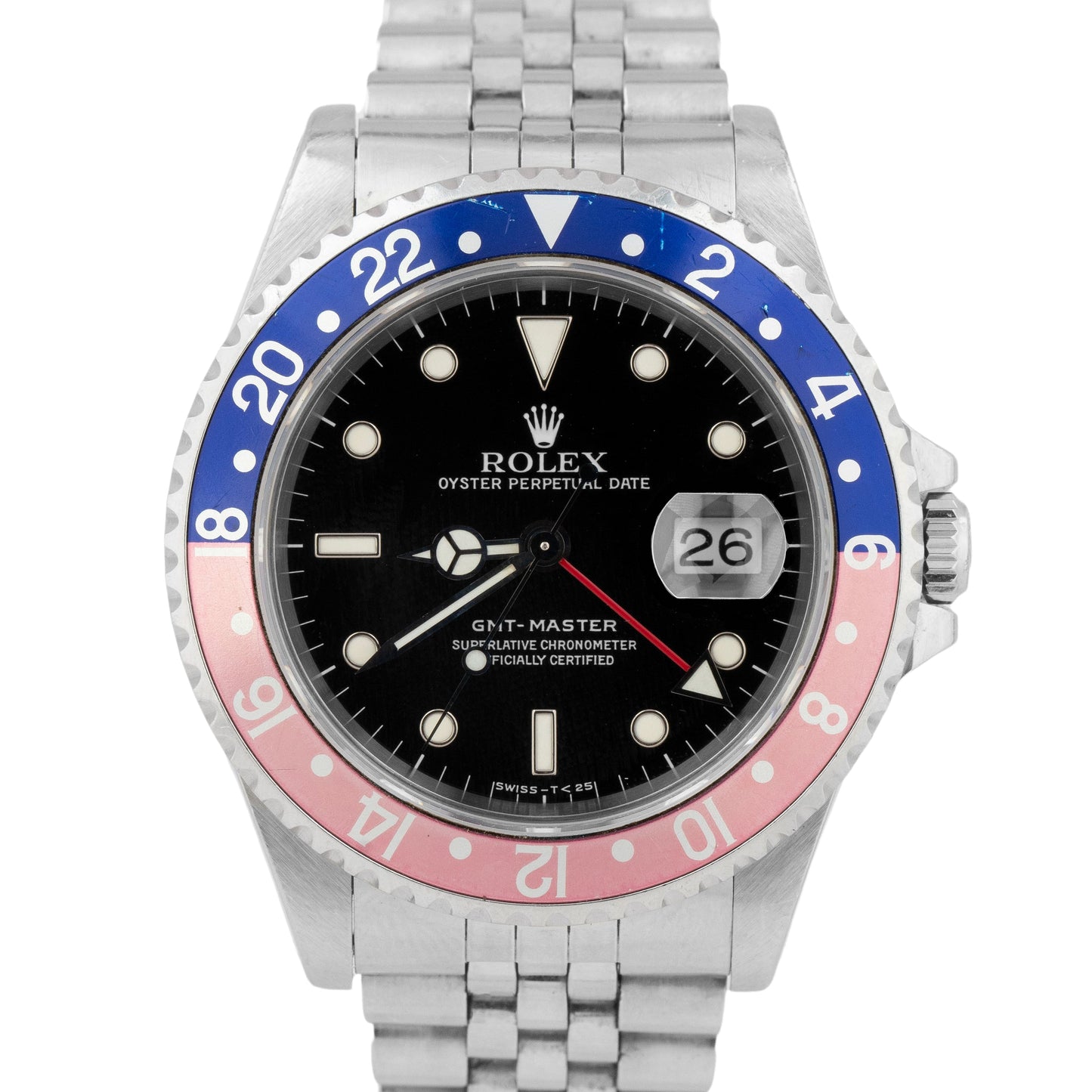 UNPOLISHED Rolex GMT-Master I 40mm PEPSI Blue Red Stainless Steel Watch 16700