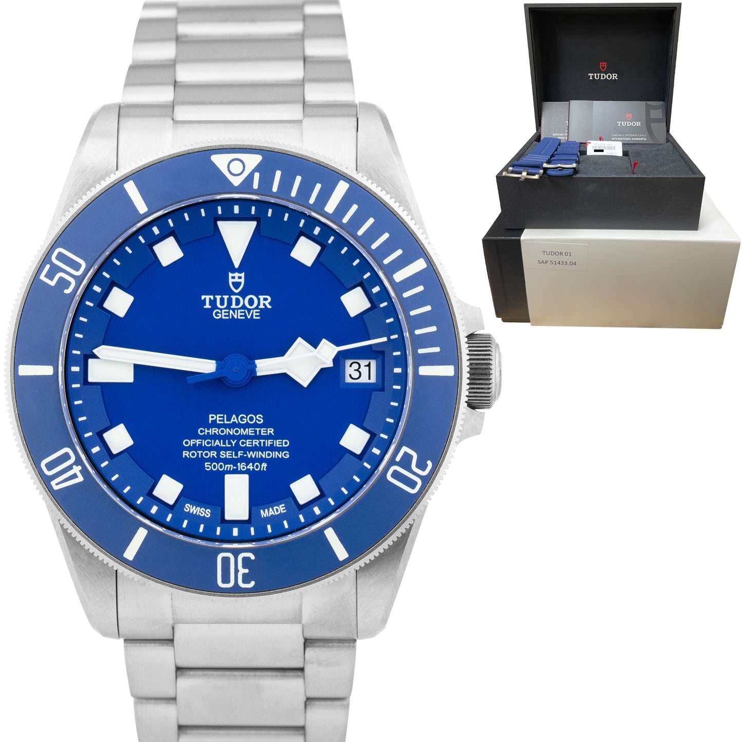 UNDATED Tudor Pelagos Blue Titanium 42mm Automatic Date Watch 25600 TB CARD