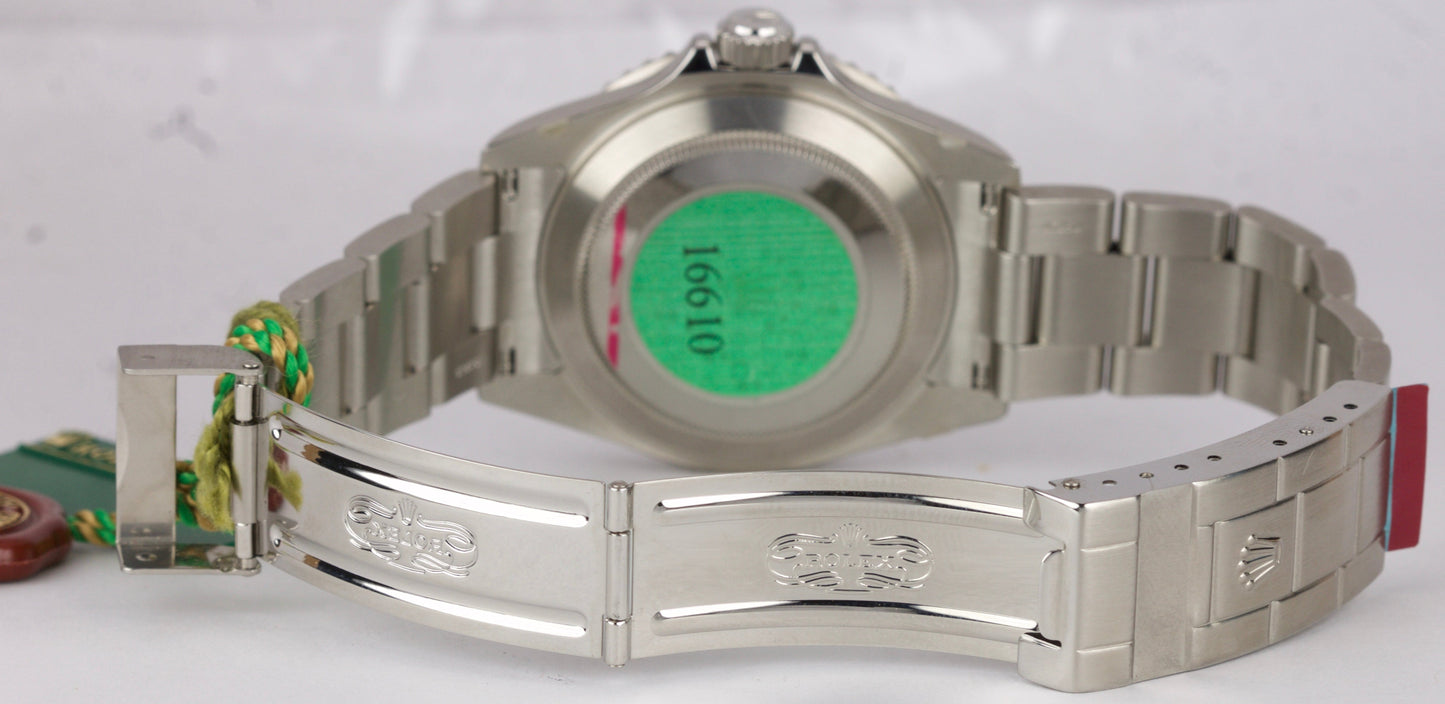 NOS STICKERED 2003 Rolex Submariner KERMIT Green FLAT 4 F-Serial Watch 16610 LV