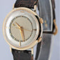 VINTAGE Mid 1950's Le Coultre 14k Gold Mystery Dial Dark Brown Alligator Band Wa