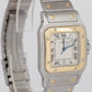 Ladies Cartier Santos Galbee Two-Tone Gold Steel White 29mm Quartz Watch 1566