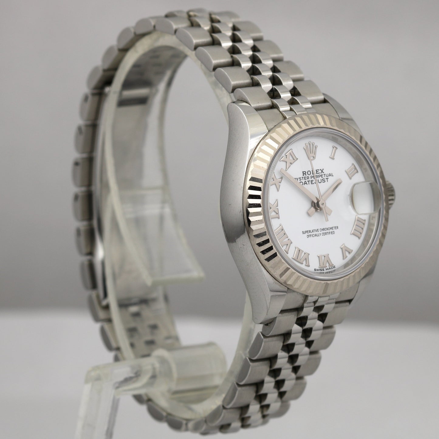 Ladies Rolex DateJust 28 Jubilee 28mm Fluted Stainless 18K Gold Watch 279174