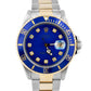 Rolex Submariner Date 18K Yellow Gold DIAMOND Stainless Blue 40mm Watch 16803