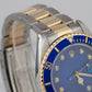 Rolex Submariner Date 18K Yellow Gold DIAMOND Stainless Blue 40mm Watch 16803