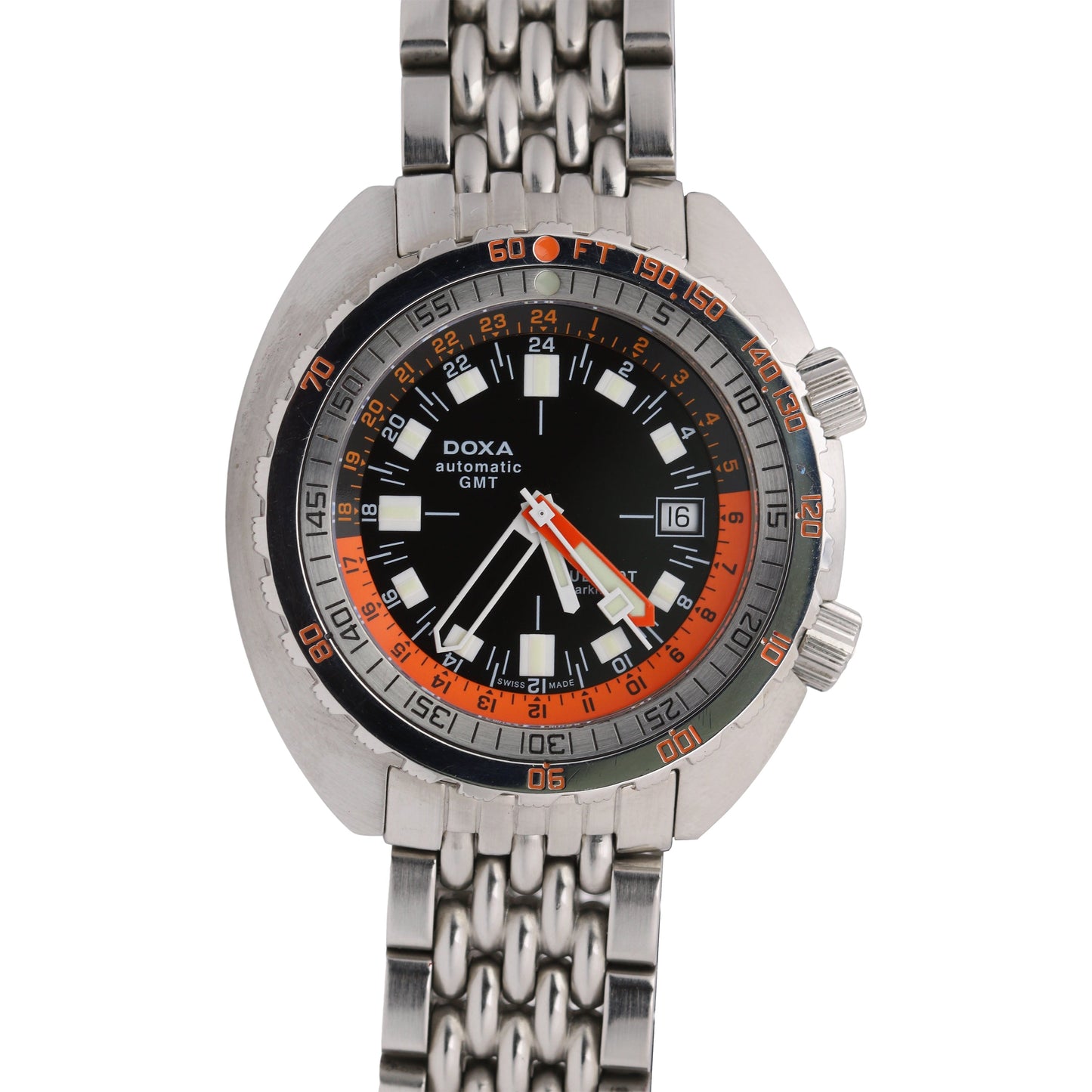 Doxa Sub 750T GMT Sharkhunter Black Orange Automatic Stainless Steel 45mm Watch