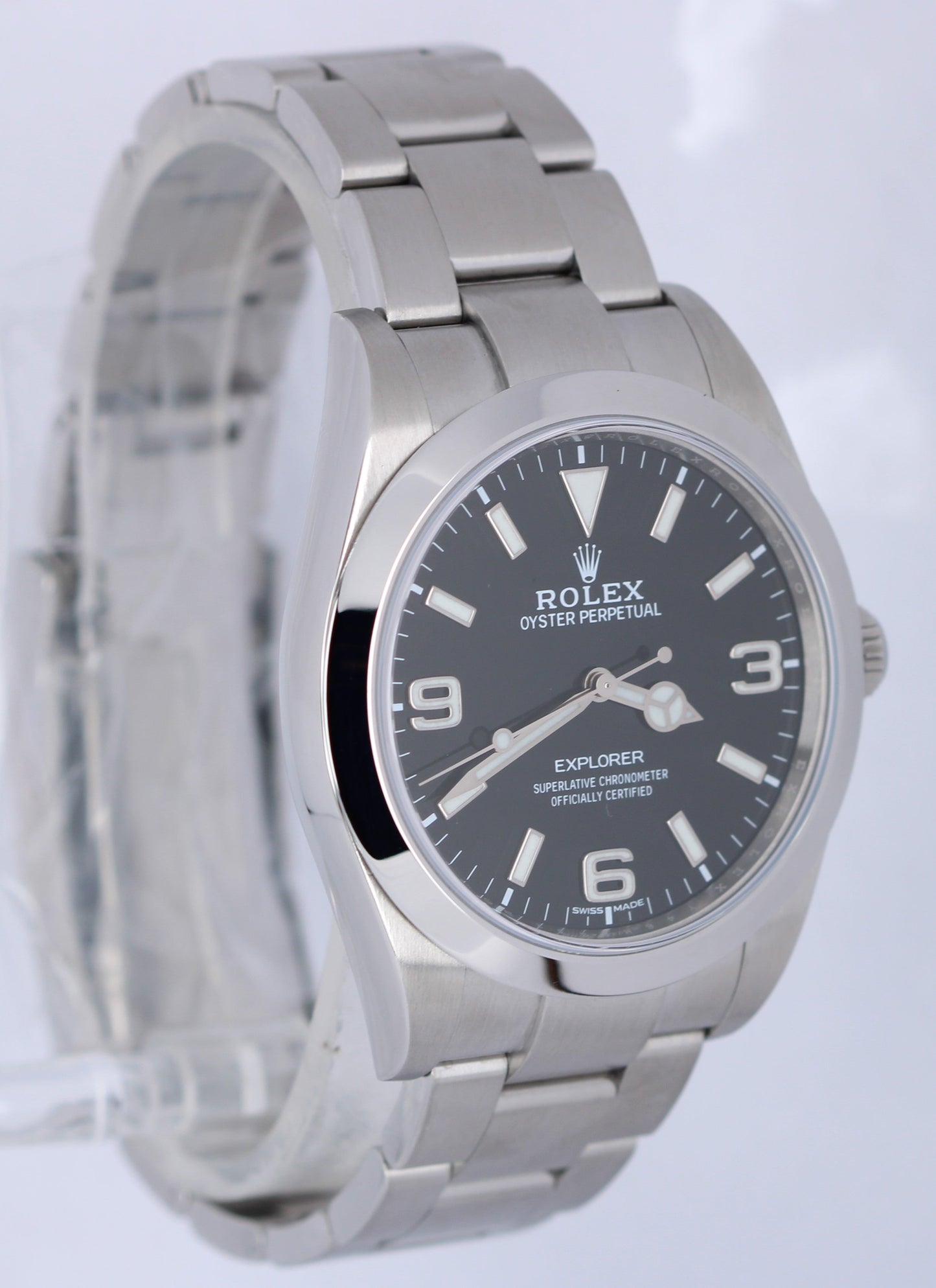 MINT 2016 Rolex Explorer I Black 3-6-9 FULL LUME 39mm 214270 Stainless Watch
