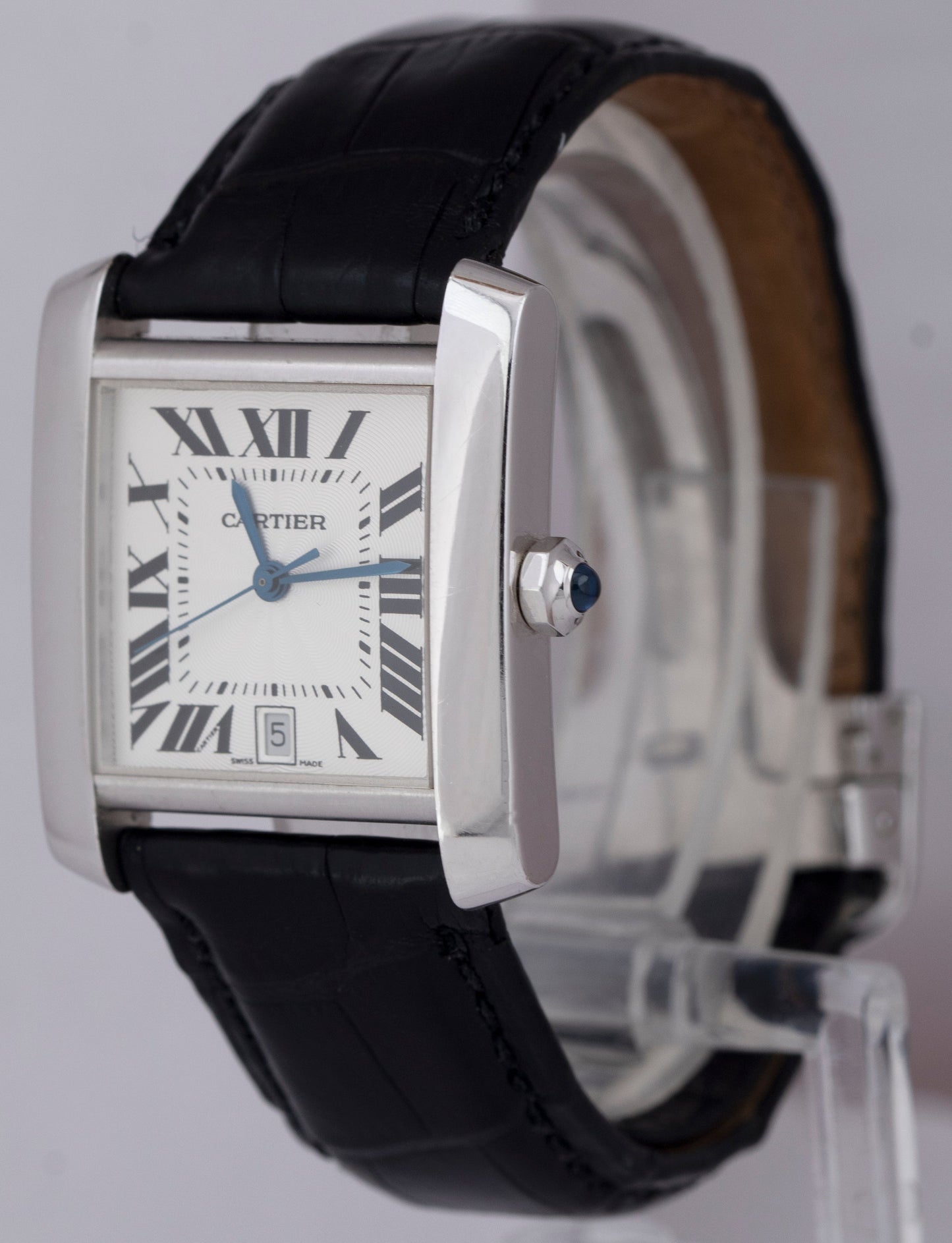 Ladies Cartier Tank Française 18K White Gold 28mm Automatic Date Watch 2366