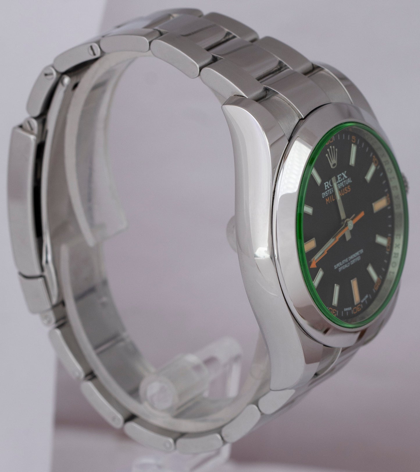 2014 Rolex Milgauss 40mm Green Anniversary Stainless Black Watch 116400 GV / V