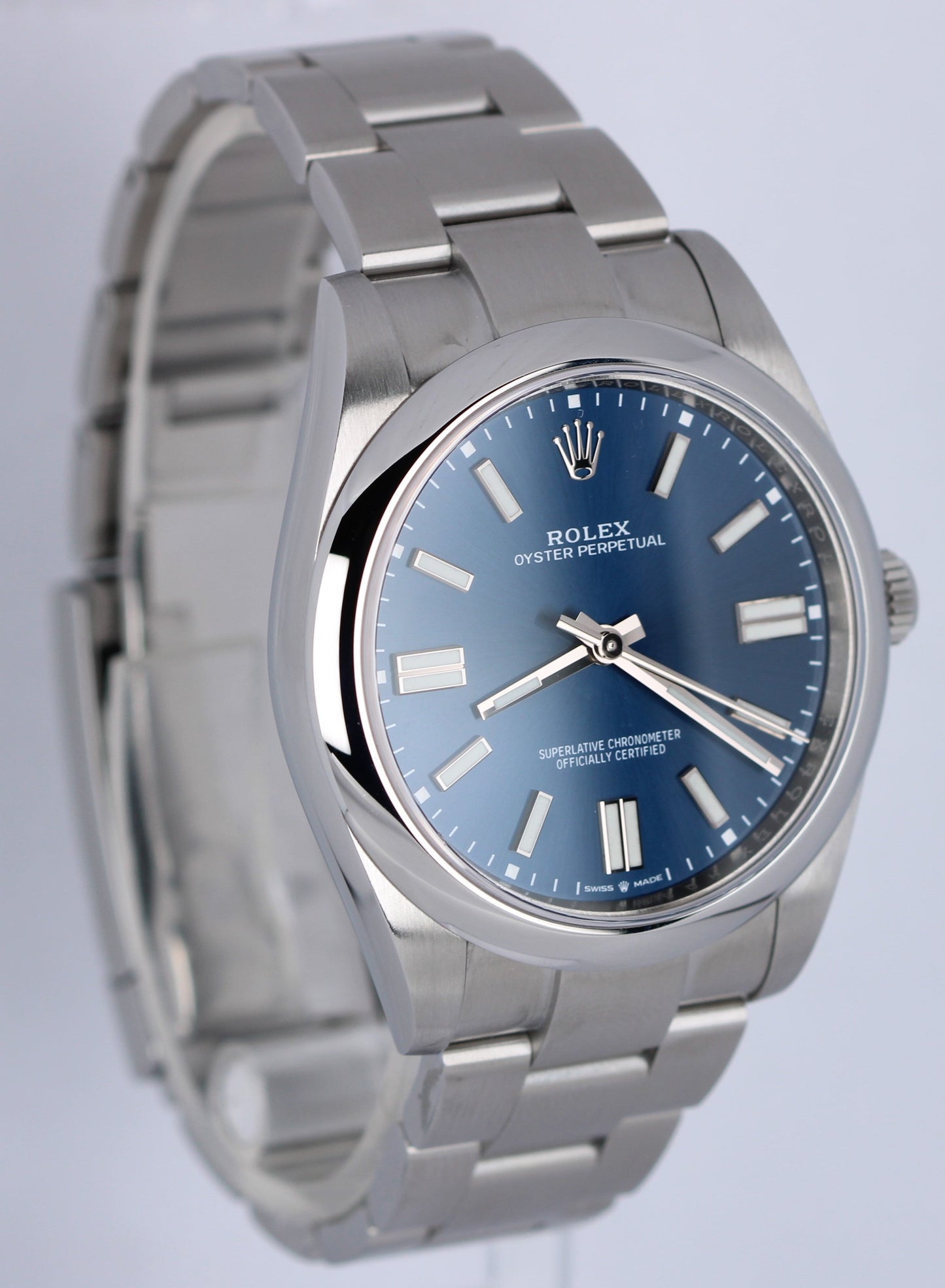 2020 Rolex Oyster Perpetual 41mm Blue Dial Stainless Steel 124300 Watch B&P