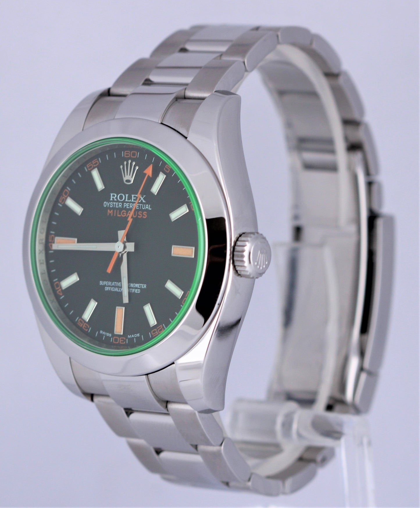 MINT PAPERS Rolex Milgauss Green Anniversary Stainless Black Watch 116400 V