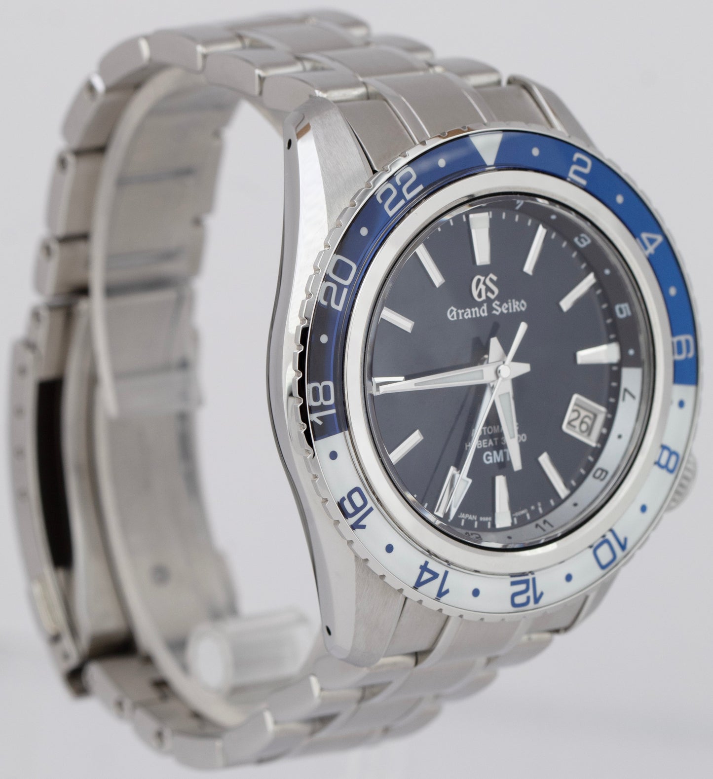 2021 Grand Seiko Sport GMT 44mm Hi-Beat 36000 Blue White Watch SBGJ237 B+P