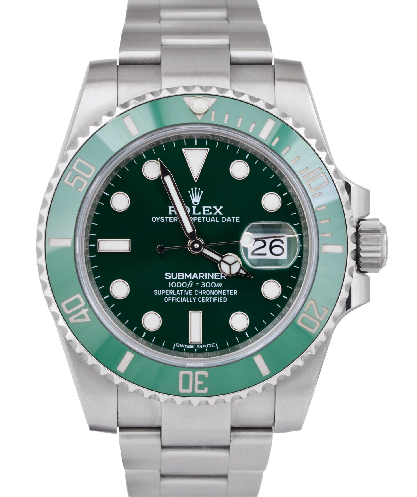 2015 Rolex Submariner Hulk Green Stainless Steel Ceramic 116610 LV 40mm Watch