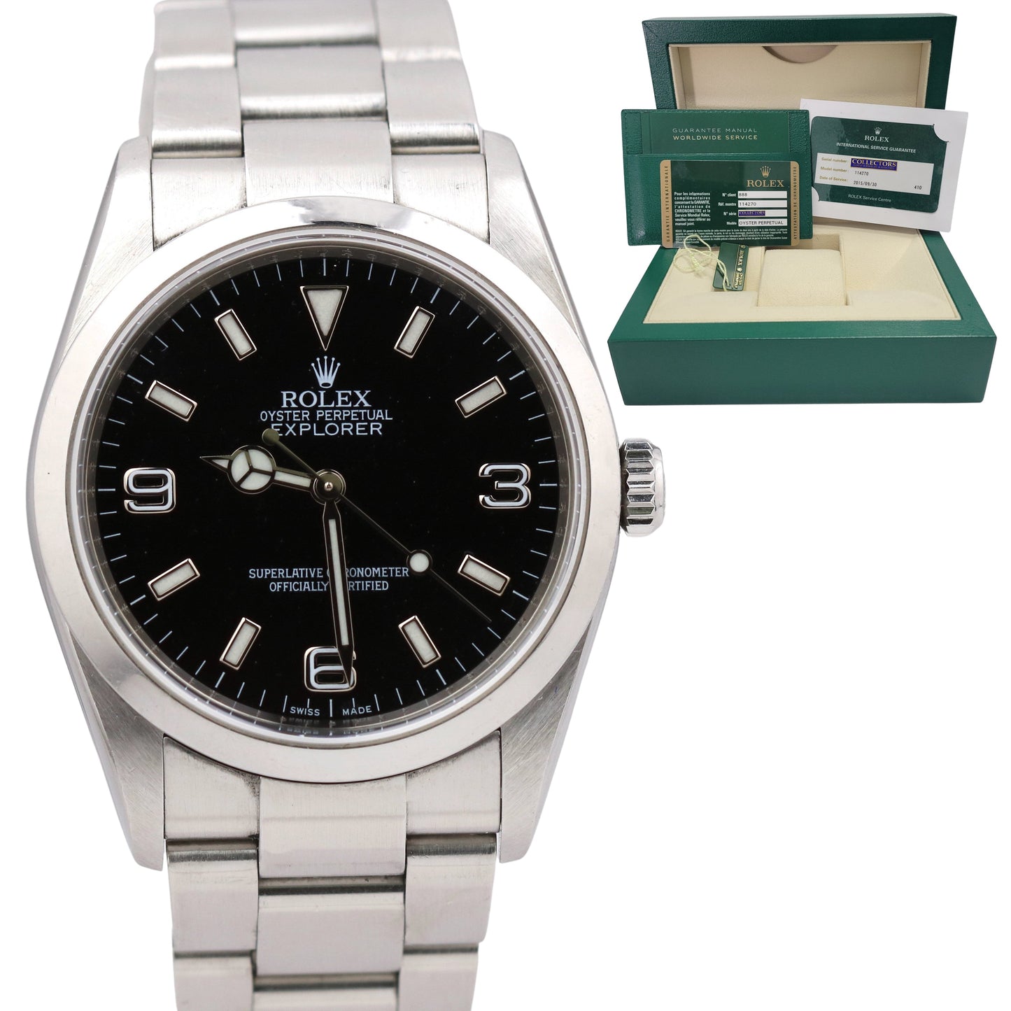 UNPOLISHED 2008 REHAUT Rolex Explorer I Black Stainless Steel 114270 36mm Watch