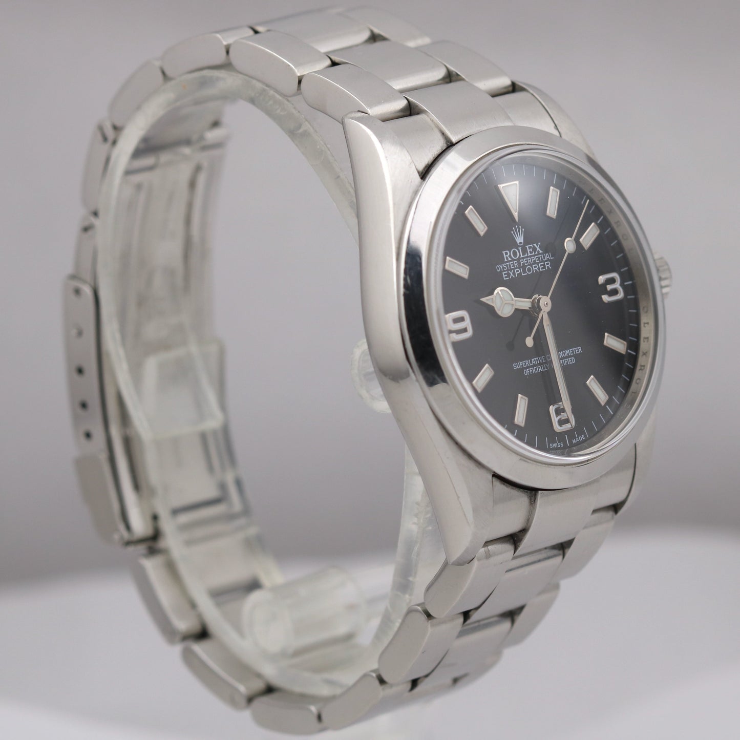 UNPOLISHED 2008 REHAUT Rolex Explorer I Black Stainless Steel 114270 36mm Watch
