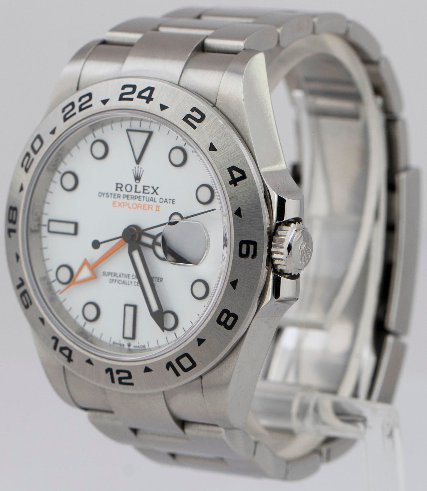 2022 Rolex Explorer II 42mm Polar White Stainless GMT Date Watch 226570 B+P