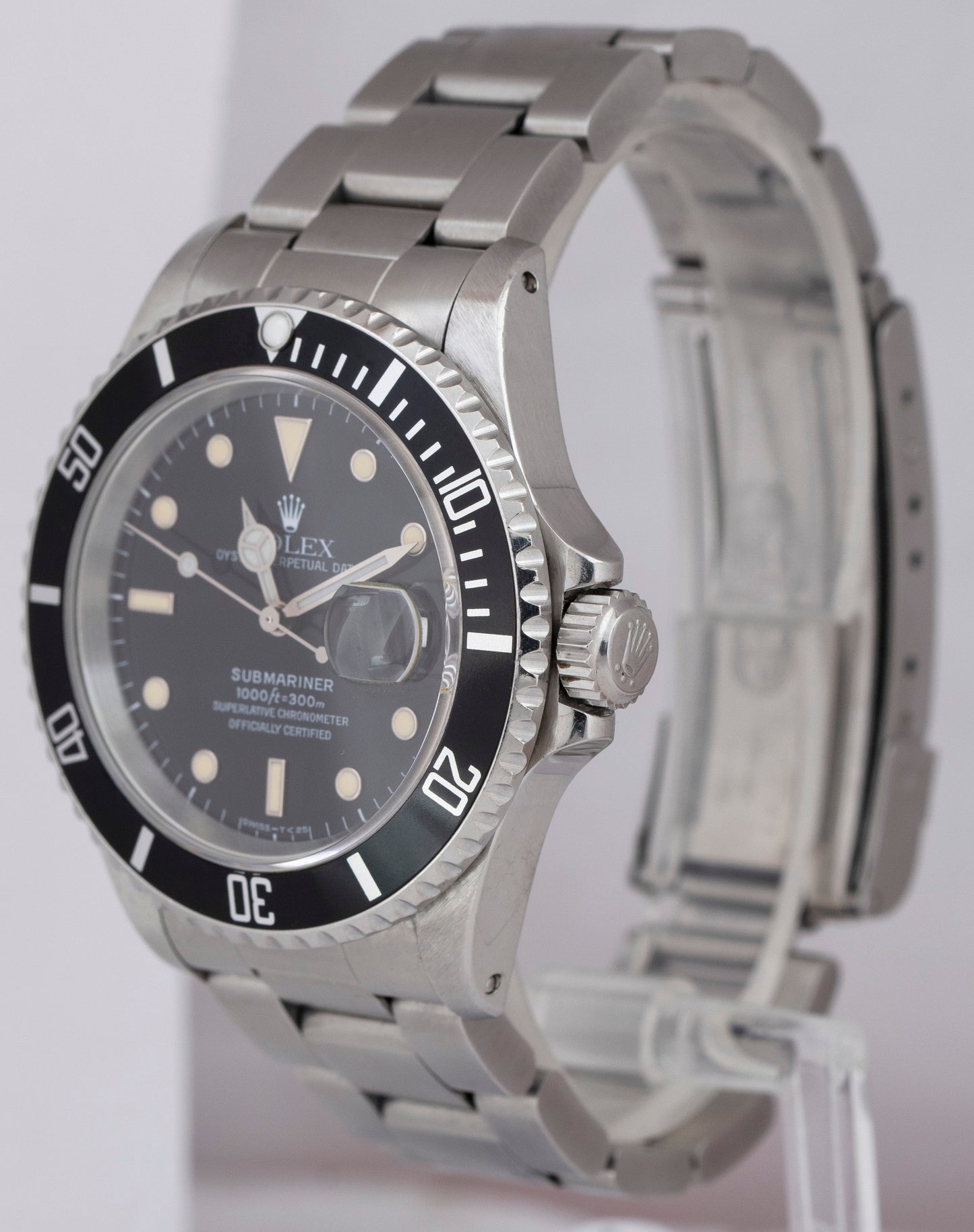 UNPOL. Rolex Submariner Date 40mm PATINA Stainless Steel Automatic 16610 Watch