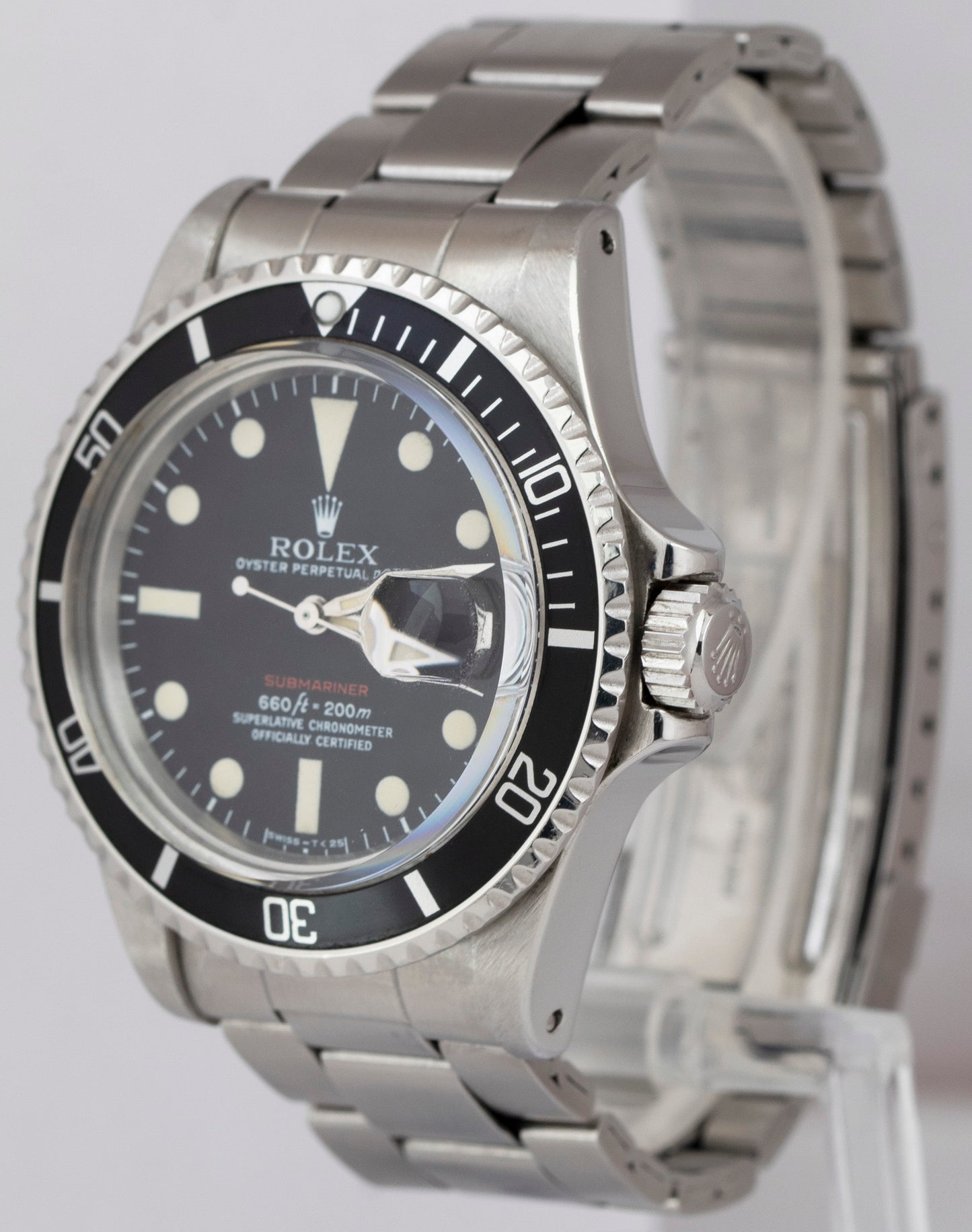 Rolex Submariner Date RED Steel 40mm PATINA Automatic Watch 1680 FULL SET
