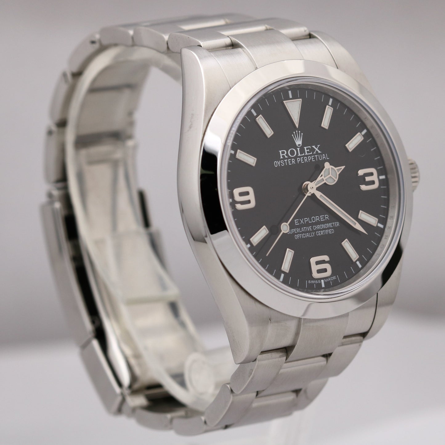 Rolex Explorer I Black Dial 39mm MK1 Smooth Stainless Steel Mark I Watch 214270