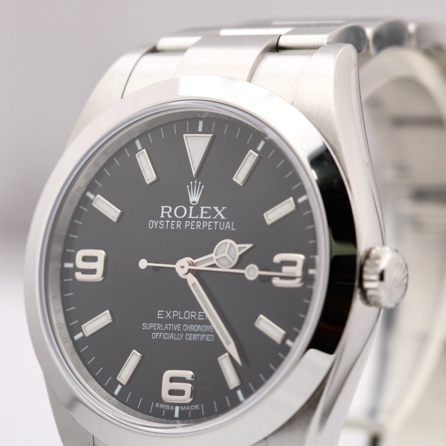 Rolex Explorer I Black Dial 39mm MK1 Smooth Stainless Steel Mark I Watch 214270