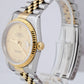 UNPOLISHED Rolex DateJust 36mm 18K Gold Stainless Champagne Arabic Watch 16233