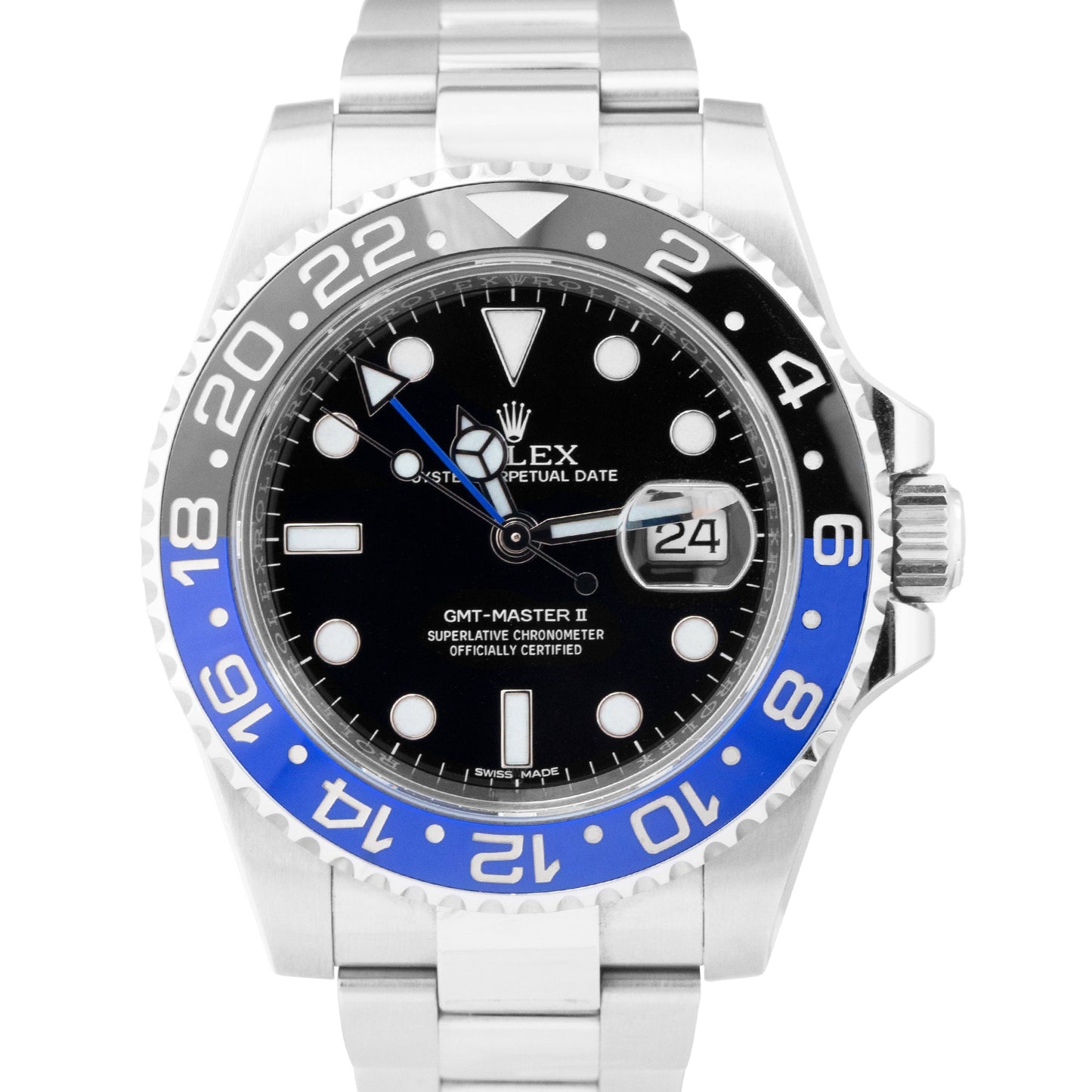 UNPOLISHED 2015 Rolex GMT-Master II Batman Ceramic 40mm Watch 116710 BLNR B+P