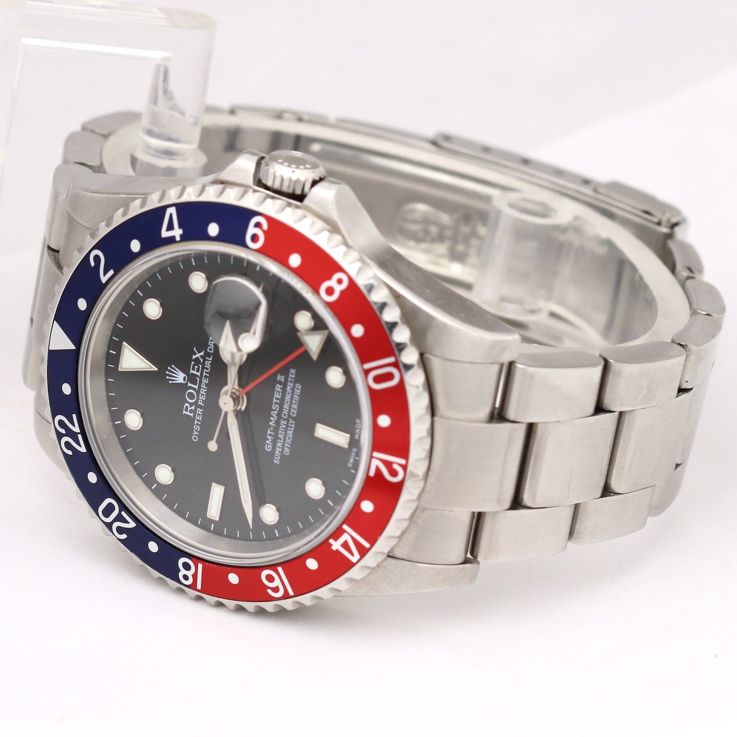 UNPOLISHED Rolex GMT-Master II PEPSI Blue Red NO HOLES Steel 40mm 116710 Watch