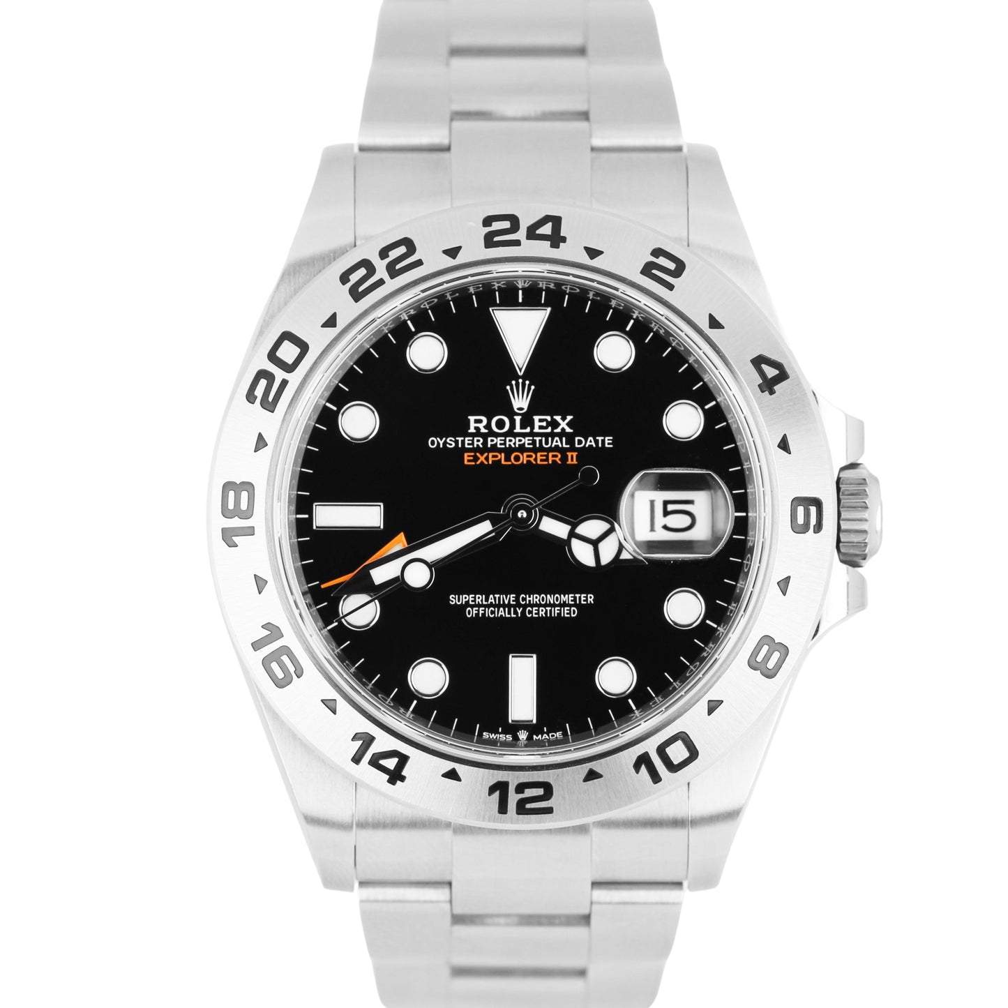2022 Rolex Explorer II Black Orange Stainless Steel Date 226570 42mm Watch B+P