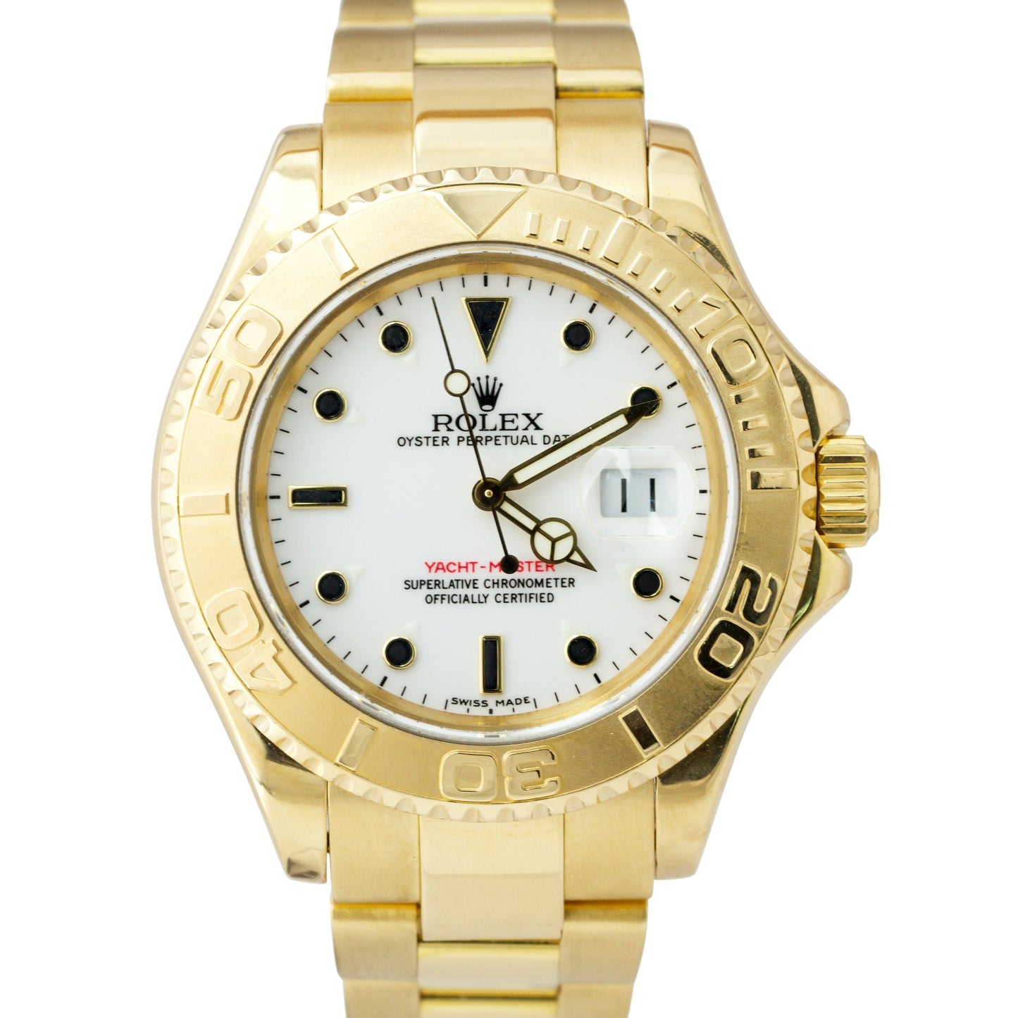 2012 BOX CARD Rolex Yacht-Master White 16628 18K Yellow Gold 40mm Oyster Watch