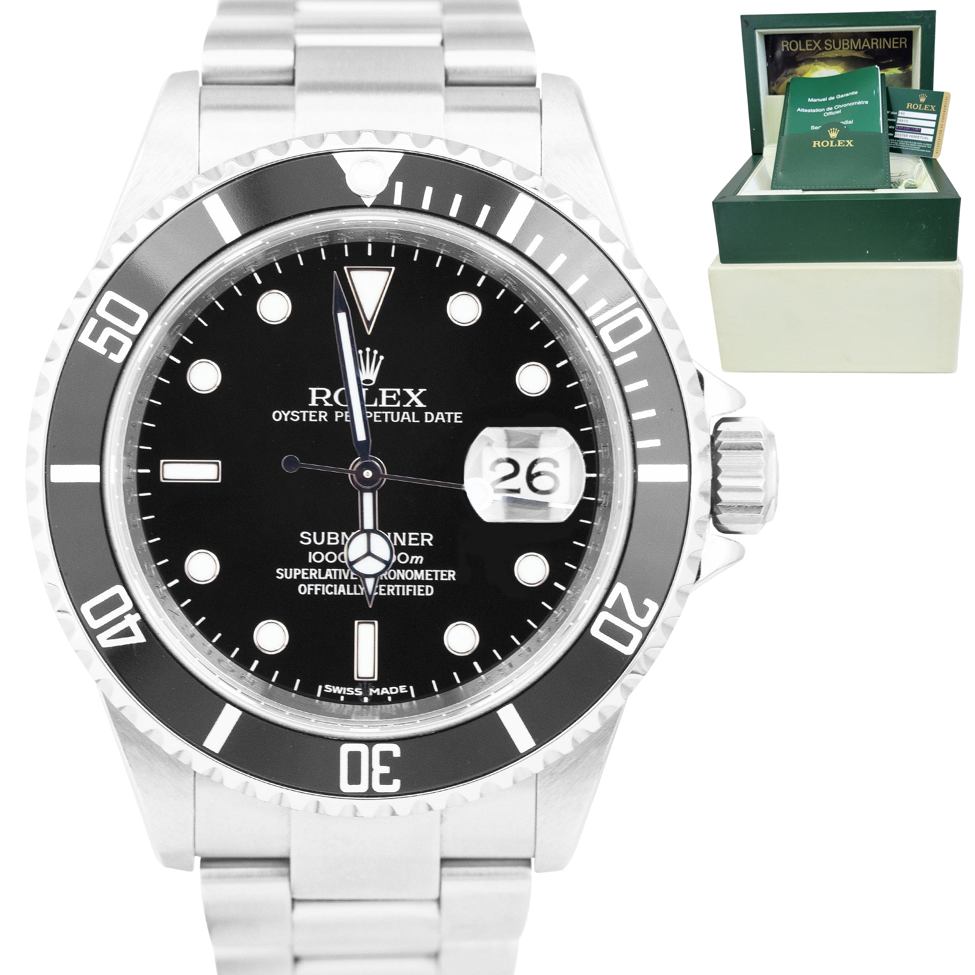 2012 Rolex Submariner Date RANDOM SERIAL Black REHAUT Steel 16610