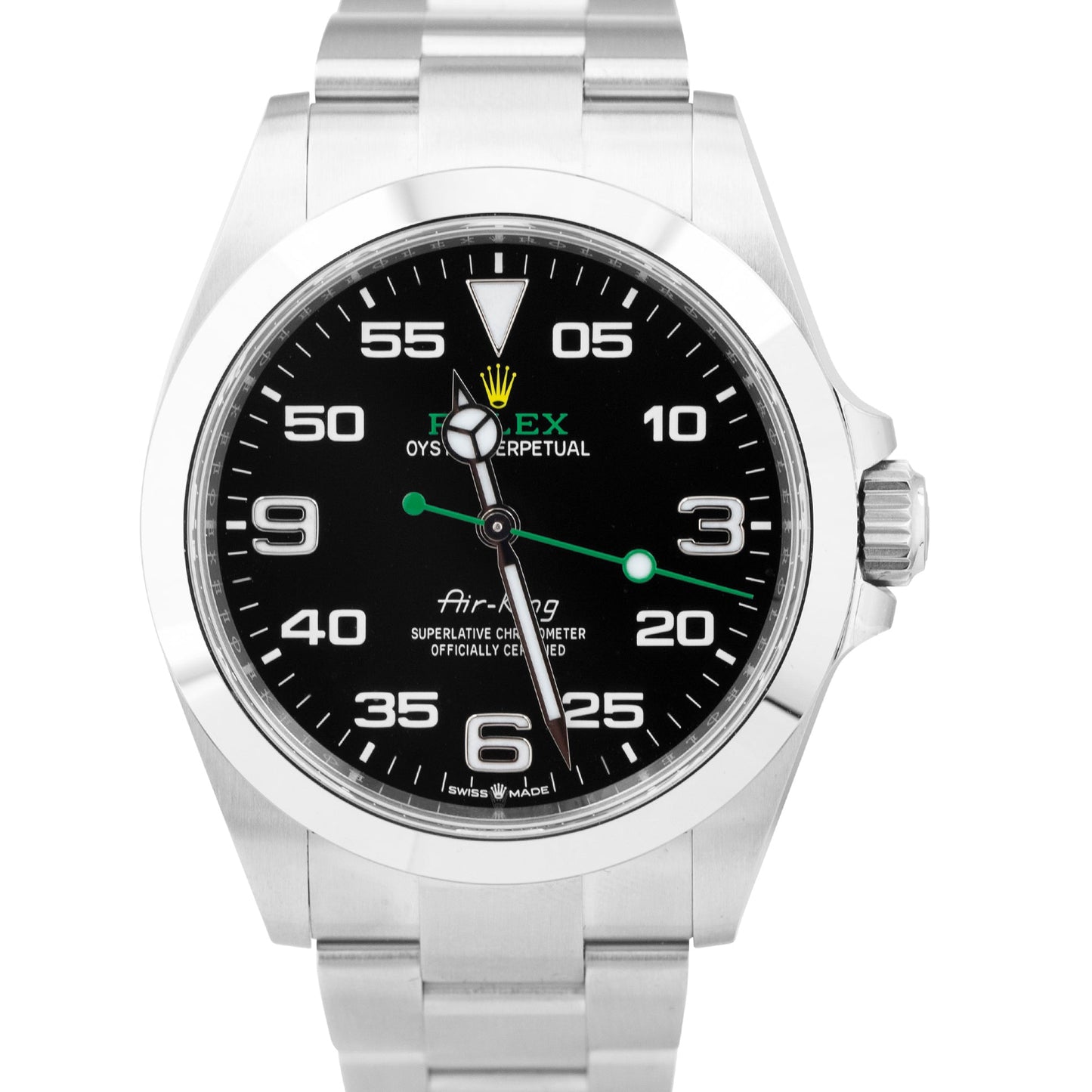 NEW DECEMBER 2022 Rolex Air-King 40mm Green Black Stainless Arabic Watch 126900