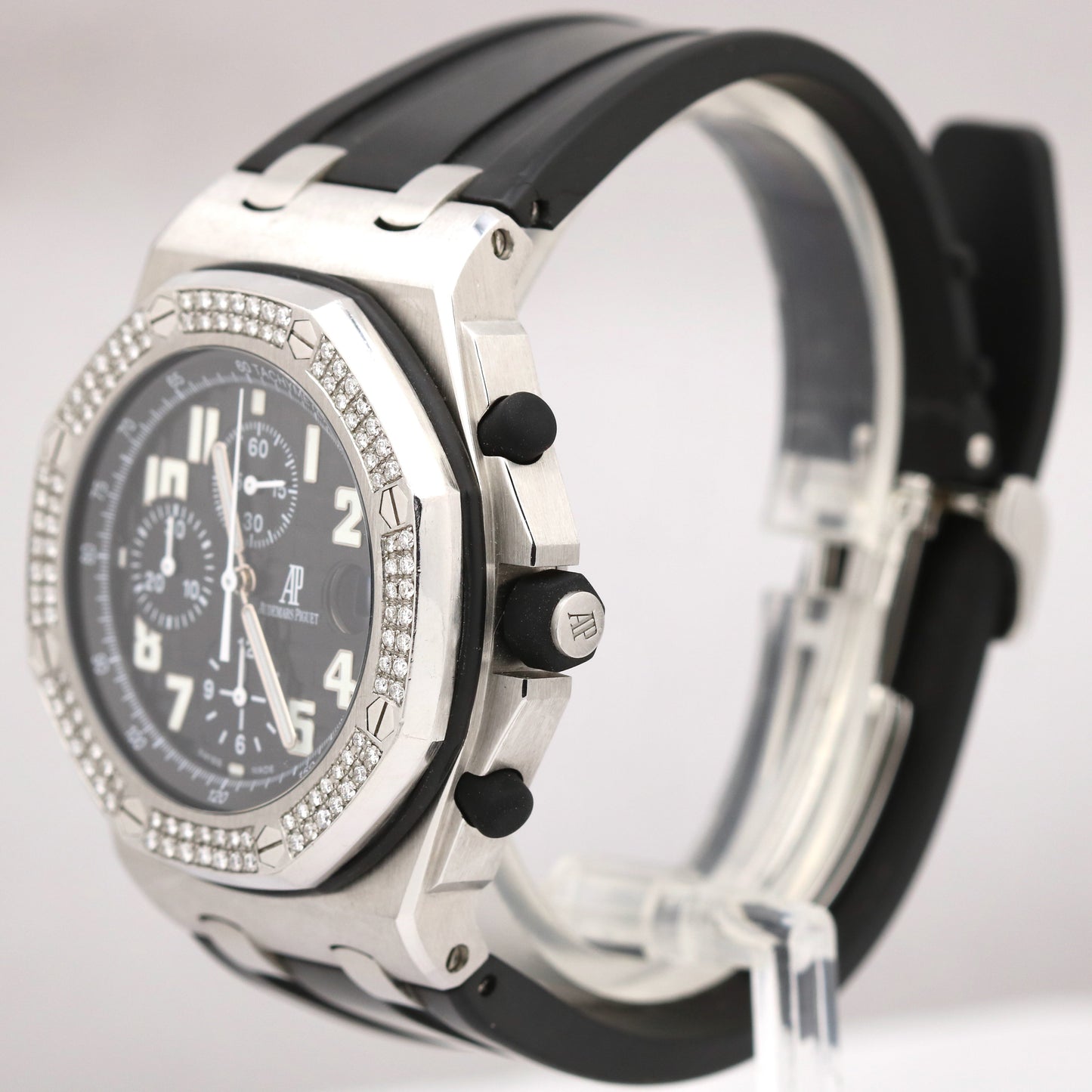 Audemars Piguet Royal Oak Offshore 42mm DIAMOND BEZEL Black Rubber 25940SK Watch
