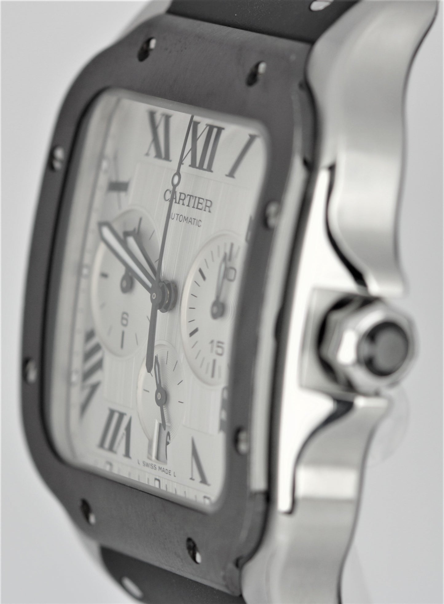 Cartier Santos Chronograph Stainless Steel ADLC Silver 43mm WSSA0017 4183 Watch