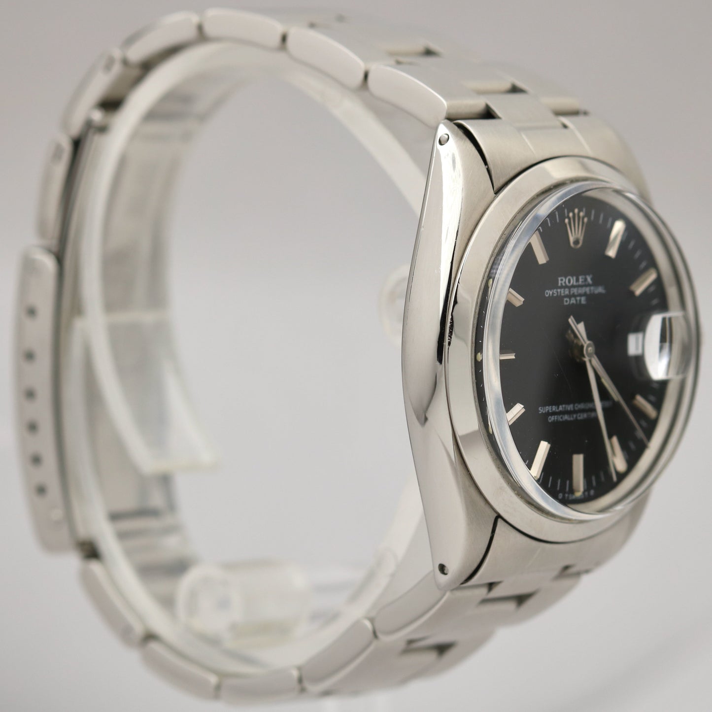 1967 Rolex Oyster Perpetual Date BLACK 34mm Stainless Steel Oyster Watch 1500