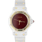 Cartier Santos Octagon Two Tone 18k Gold Stainless Burgundy 26mm 2966 Watch