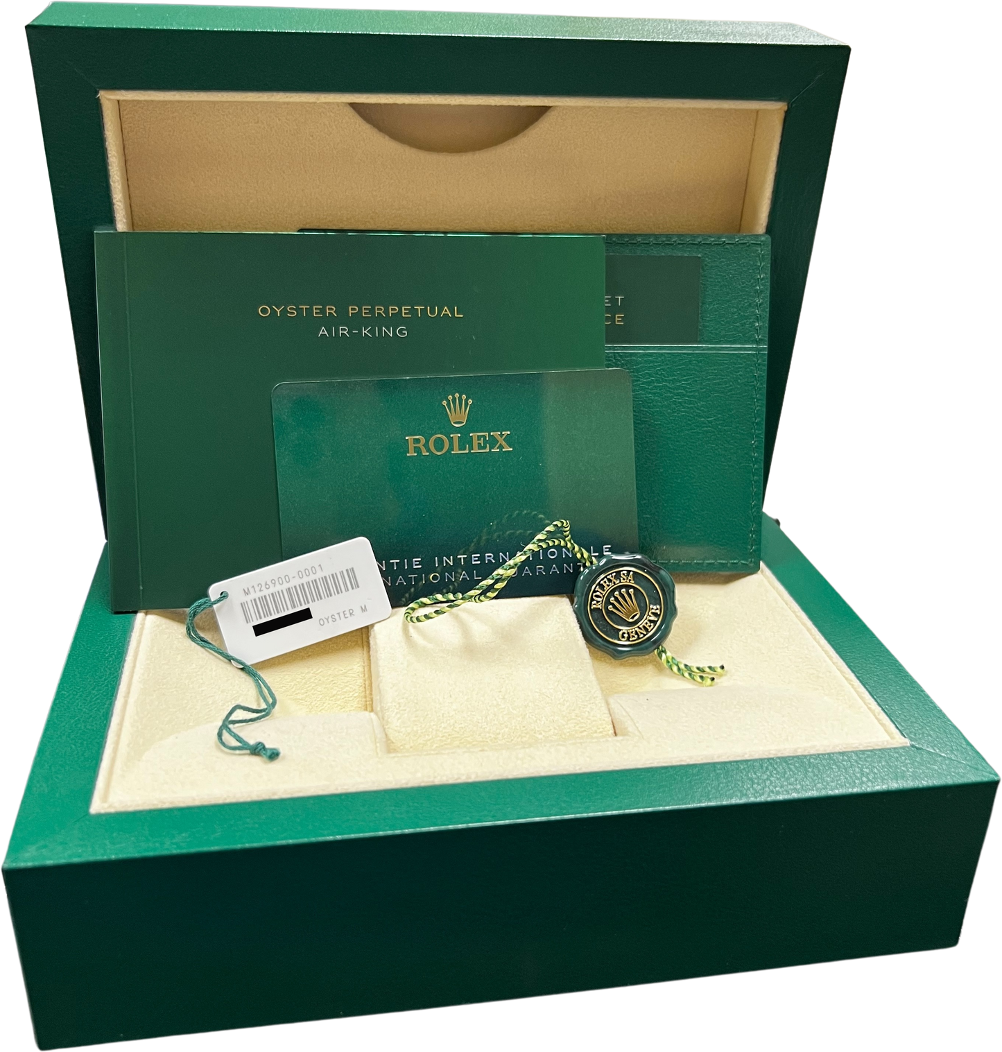 JUNE 2022 Rolex Air-King 40mm Green Black Stainless Arabic Watch 126900 BOX CARD