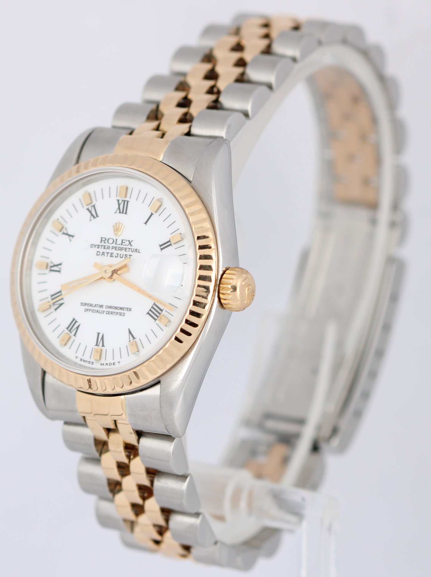 Rolex DateJust Midsize 31mm Two-Tone 18K Gold Steel White Roman 68273 Watch